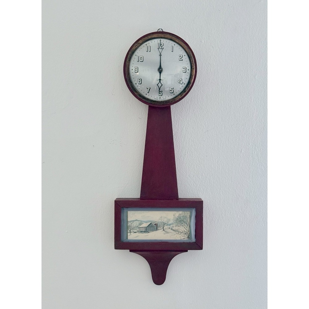 VINTAGE GILBERT WALL HANGING BANJO CLOCK USA MODEL 3707 22"